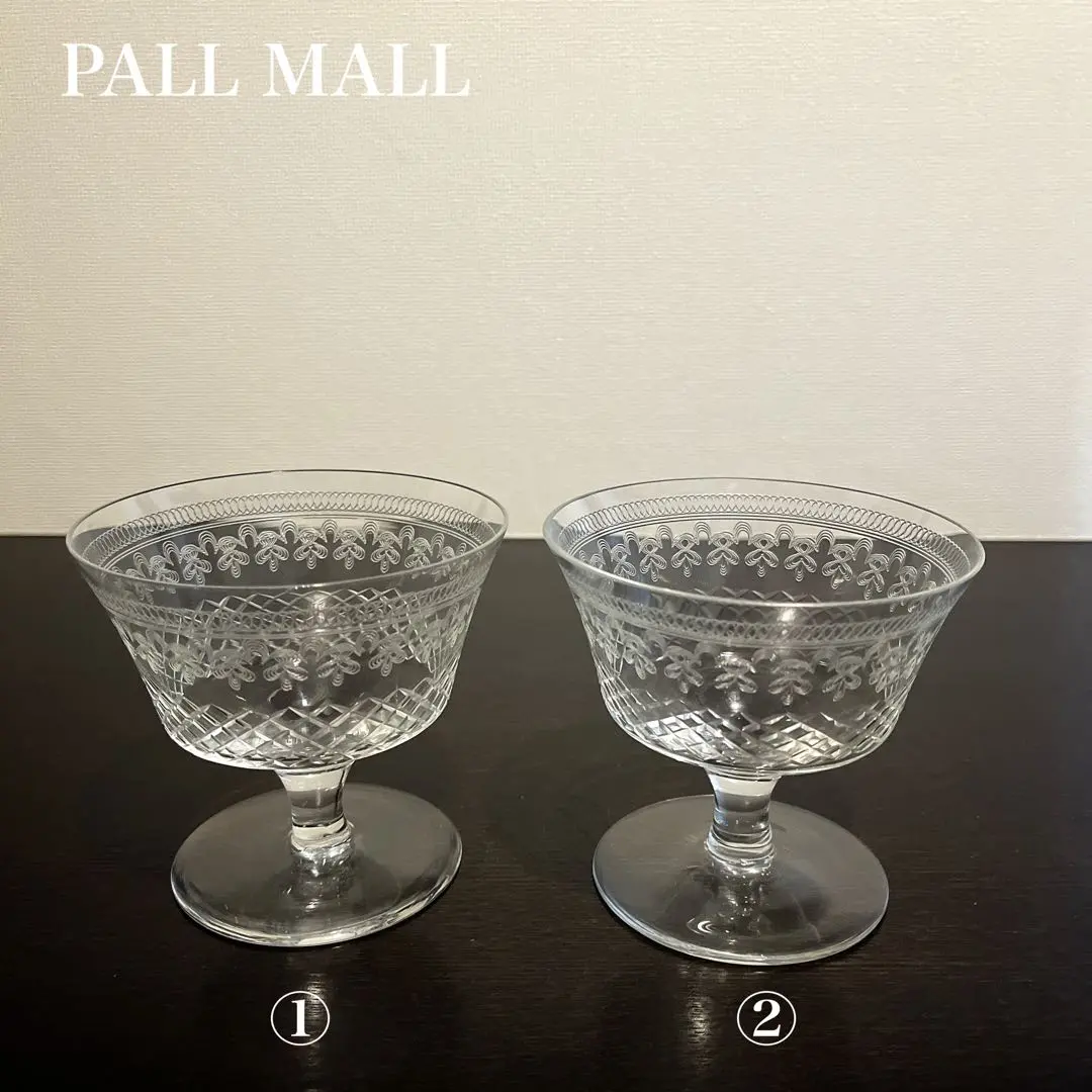 ★アンティーク　PALL MALL シャンパングラス　2客　英国 ☆アンティークPALL MALL シャンパングラス2客英国