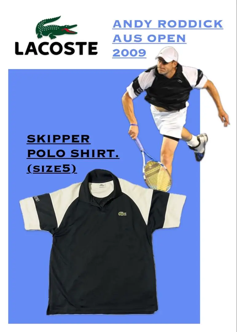 E*1様 【希少】LACOSTE × ANDY RODDICKコラボ ポロシャツ LACOSTE ラコステ アンディ ロディック ポロシャツ テニス バイ