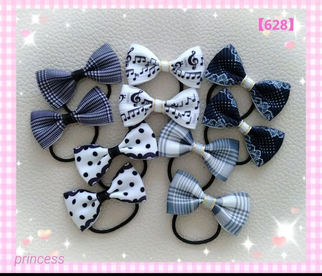 Thumbnail of [628] Hair ties ☆ Ribbon ☆ Monotone ☆ Musical Notes Cute Set Formal Presentation