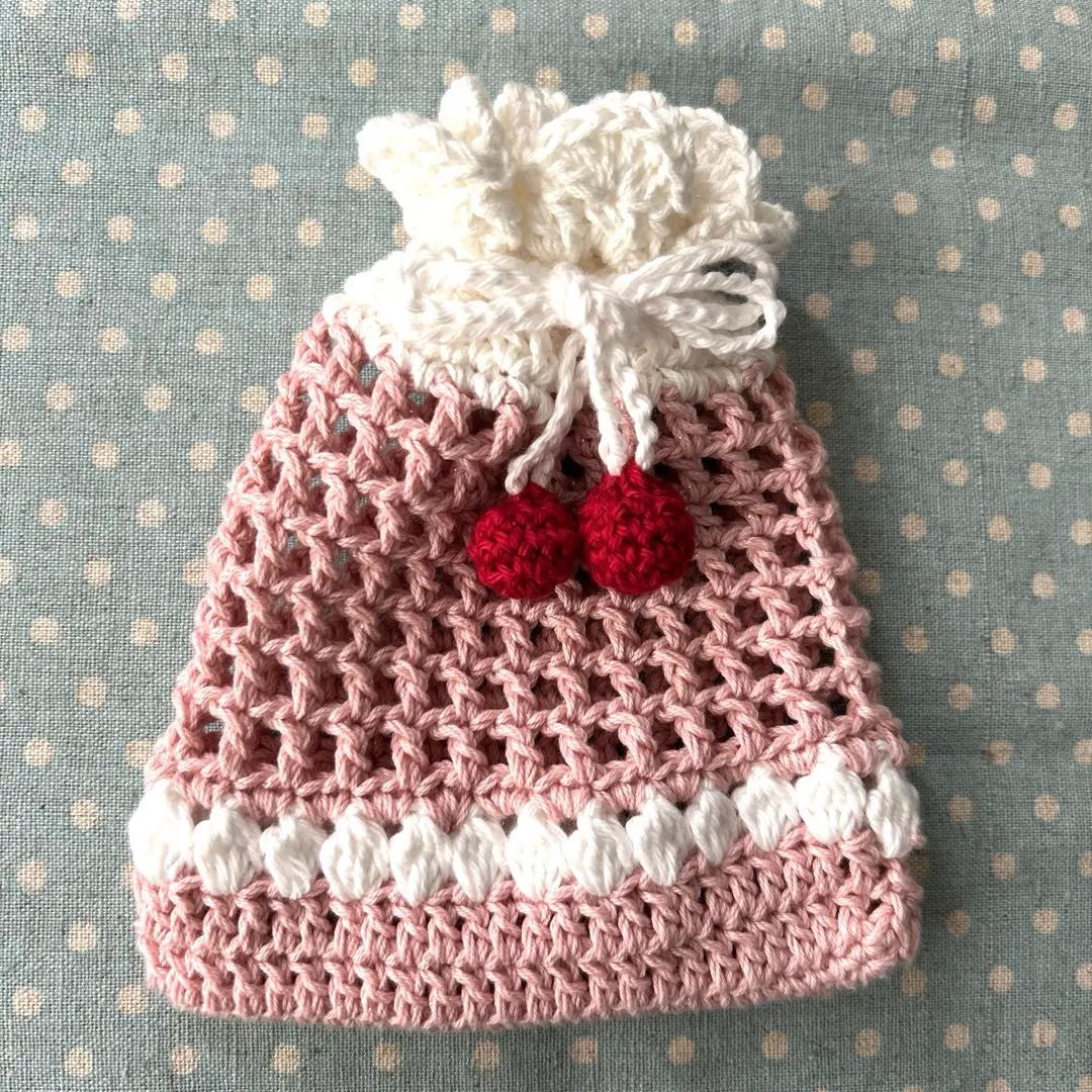 Thumbnail of Cream soda, cherry, pink, drawstring bag, small item case, pouch, knitting, strawberry
