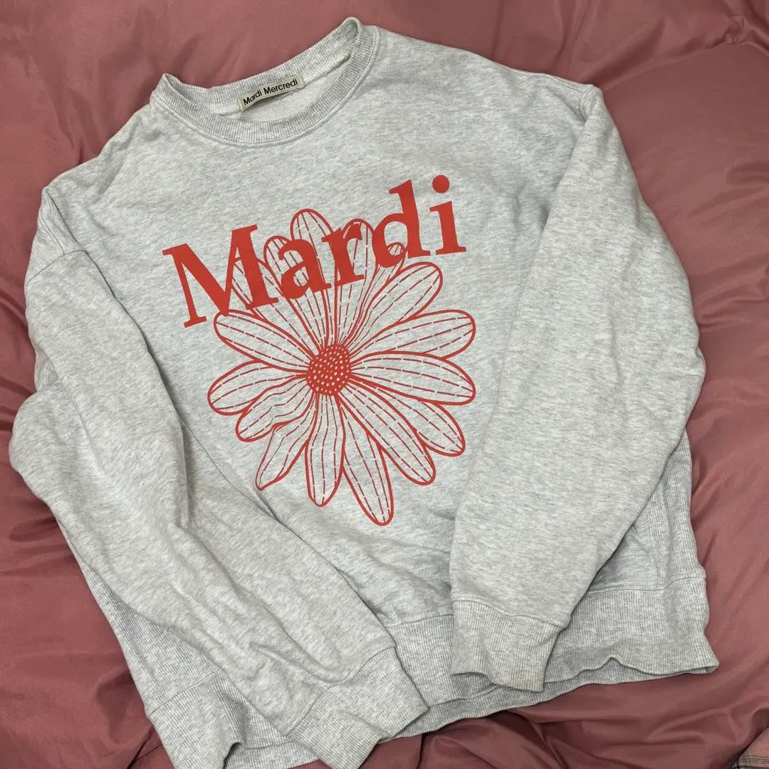 マルディメクルディ　トレーナー　刺繍　オレンジ Mardi マルディメクルディ トレーナー スウェット オレンジ色