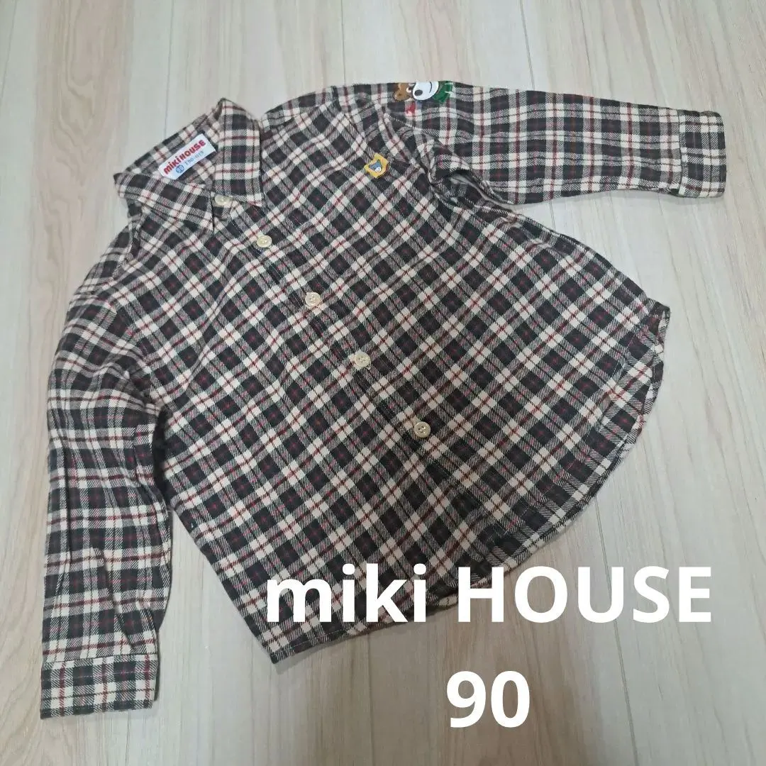 Thumbnail of Miki House Check Pattern Long Sleeve Shirt 90