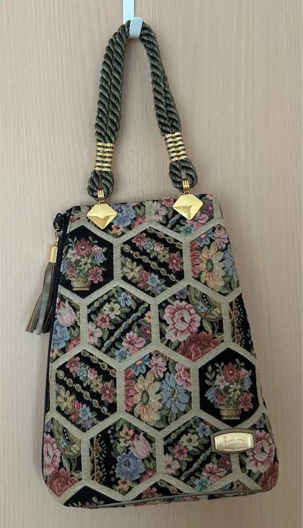 ボルサソベラナ　ハラコ　バニティバッグ　ハンドバッグ　金具 美品】ボルサソベラナ バニティバッグ ハンドバッグ Red×Gold