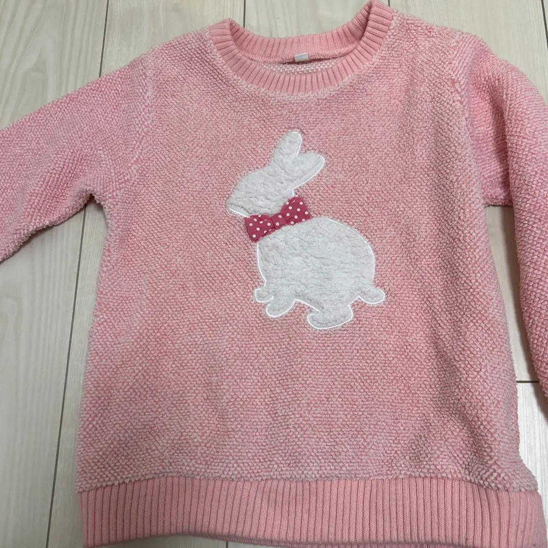 Thumbnail of Pink sweater with rabbit embroidery