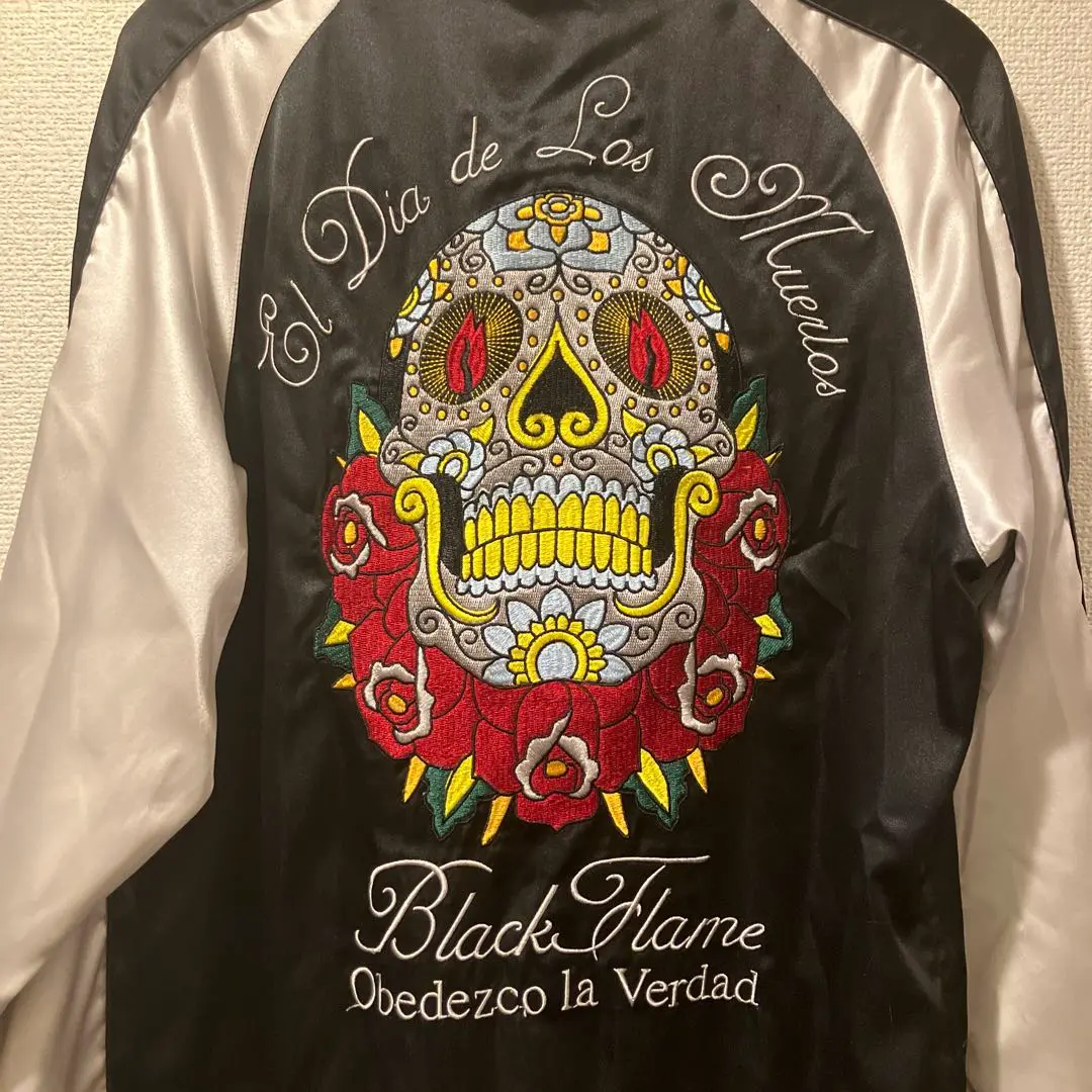 614 BLACK FLAME マリア刺繍スカジャン Memento Mori 614 BLACK FLAME マリア刺繍スカジャン Memento Mori - メルカリ