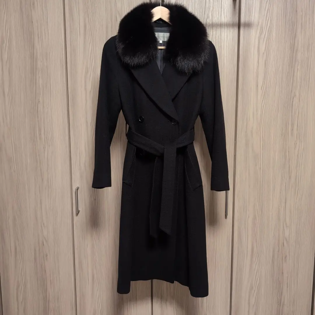 AZEY LE RIDEAU アゼルリドー 黒 ファー襟 カシミア ロングコート