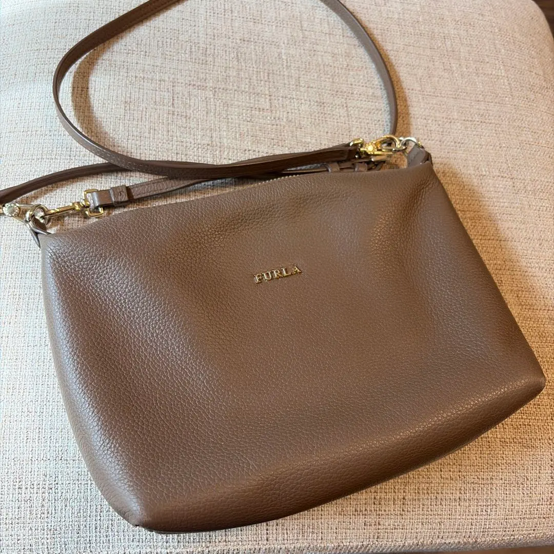 Thumbnail of Excellent Condition: FURLA Leather Shoulder Bag 2-way Brown