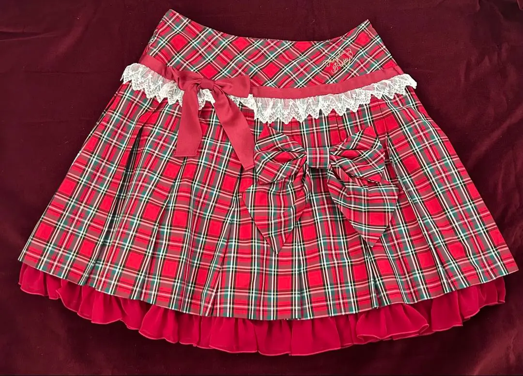Angelic Pretty 赤チェックおしゃまフリルヘッドドレス