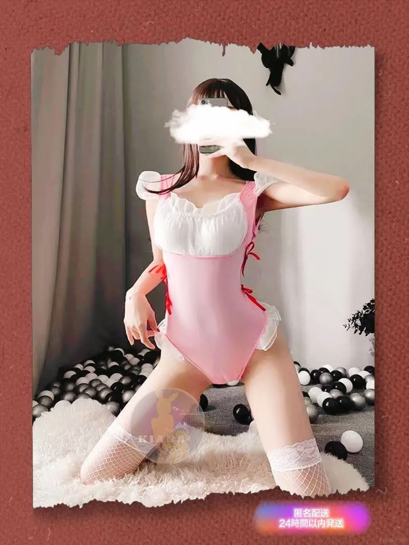 昭和　アンナミラーズ制服　コスチューム　③　バストサイズ大きめ　赤　シュシュ付き アンナミラーズ コスチューム ①-1 サイズ大きめ ピンク