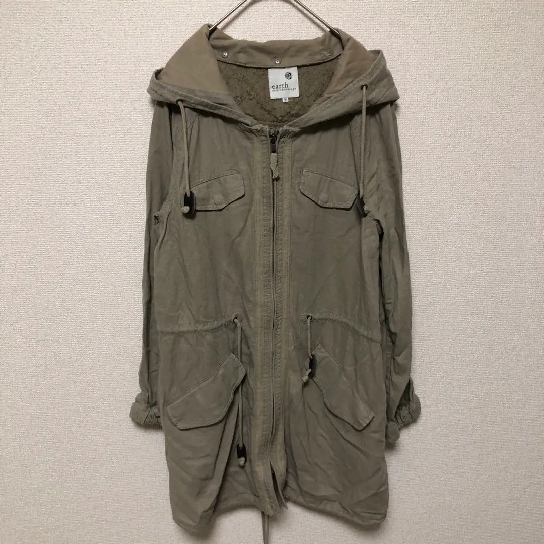 【Earth music&ecology】(M)亞麻混紡附帽軍裝外套 的縮圖