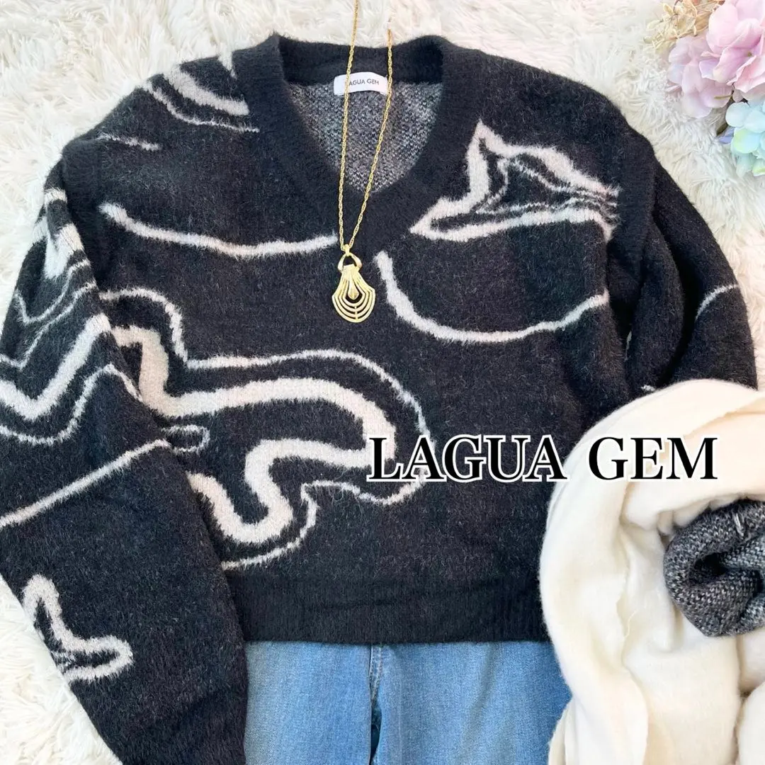 lovemoon ニットのみ！ LAGUA GEM 長袖ニット グレー LAGUA GEM｜ラグアジェムのニット/セーター（長袖）人気