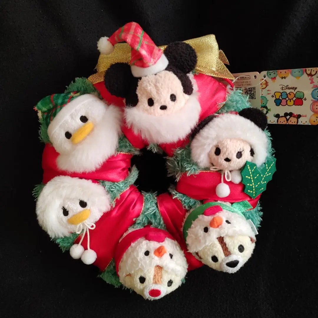 ディズニーストア ツムツム クリスマスリース ぬいぐるみ クリスマスリース入り☆クリスマスツムツム(TSUMTSUM)ぬいぐるみ