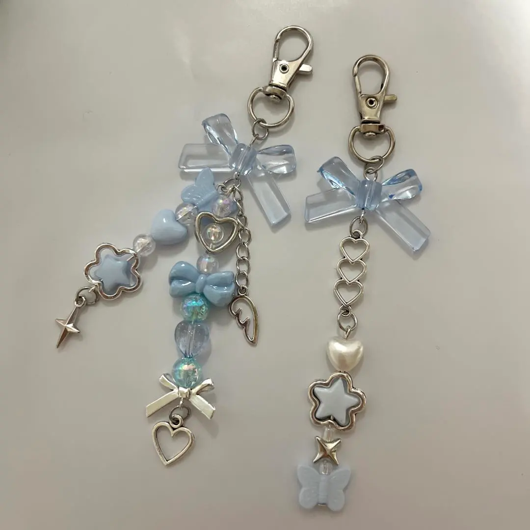 Thumbnail of Beaded keychain y2k charm blue light blue 25