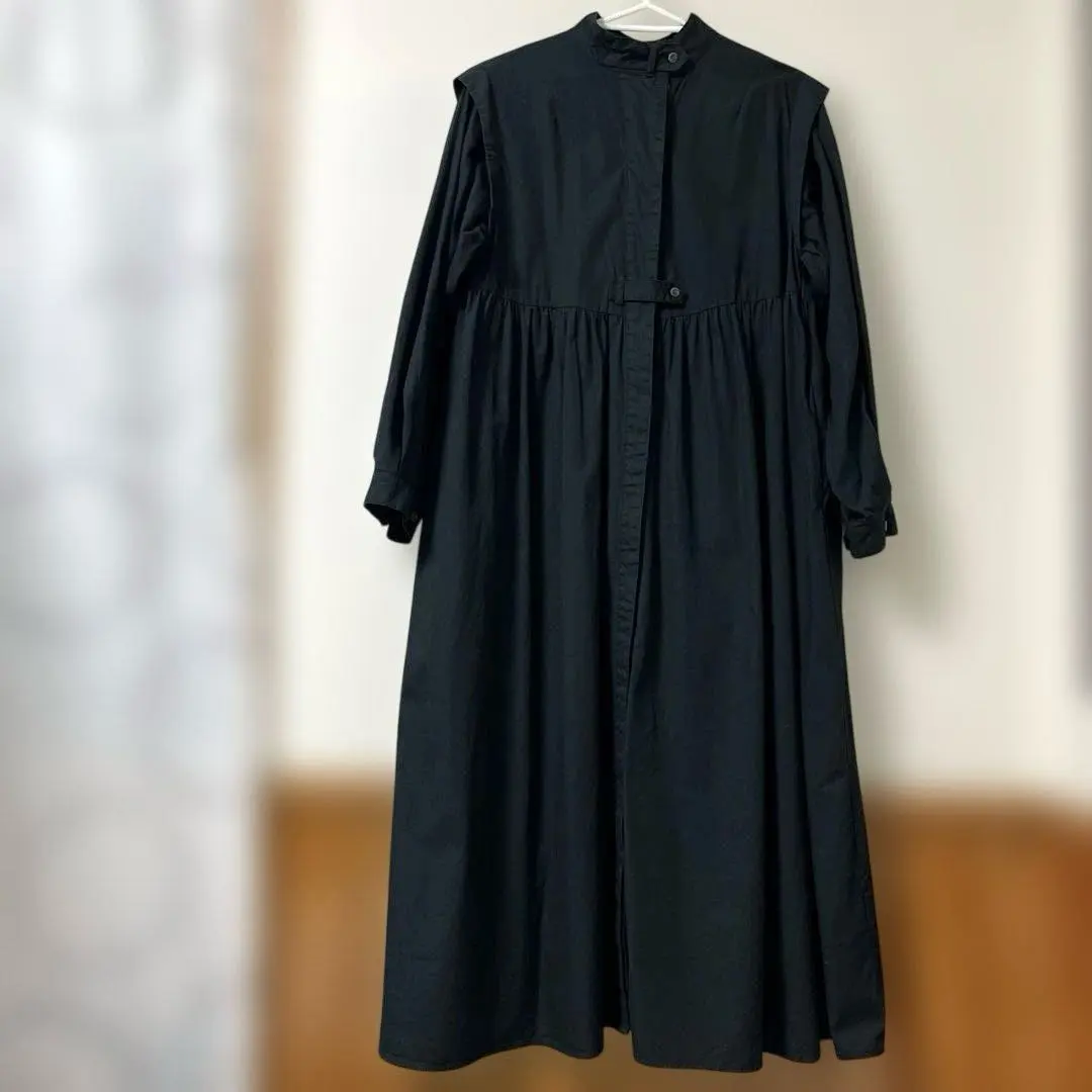 黑色長款連衣裙 襯衫連衣裙 F碼 的縮圖