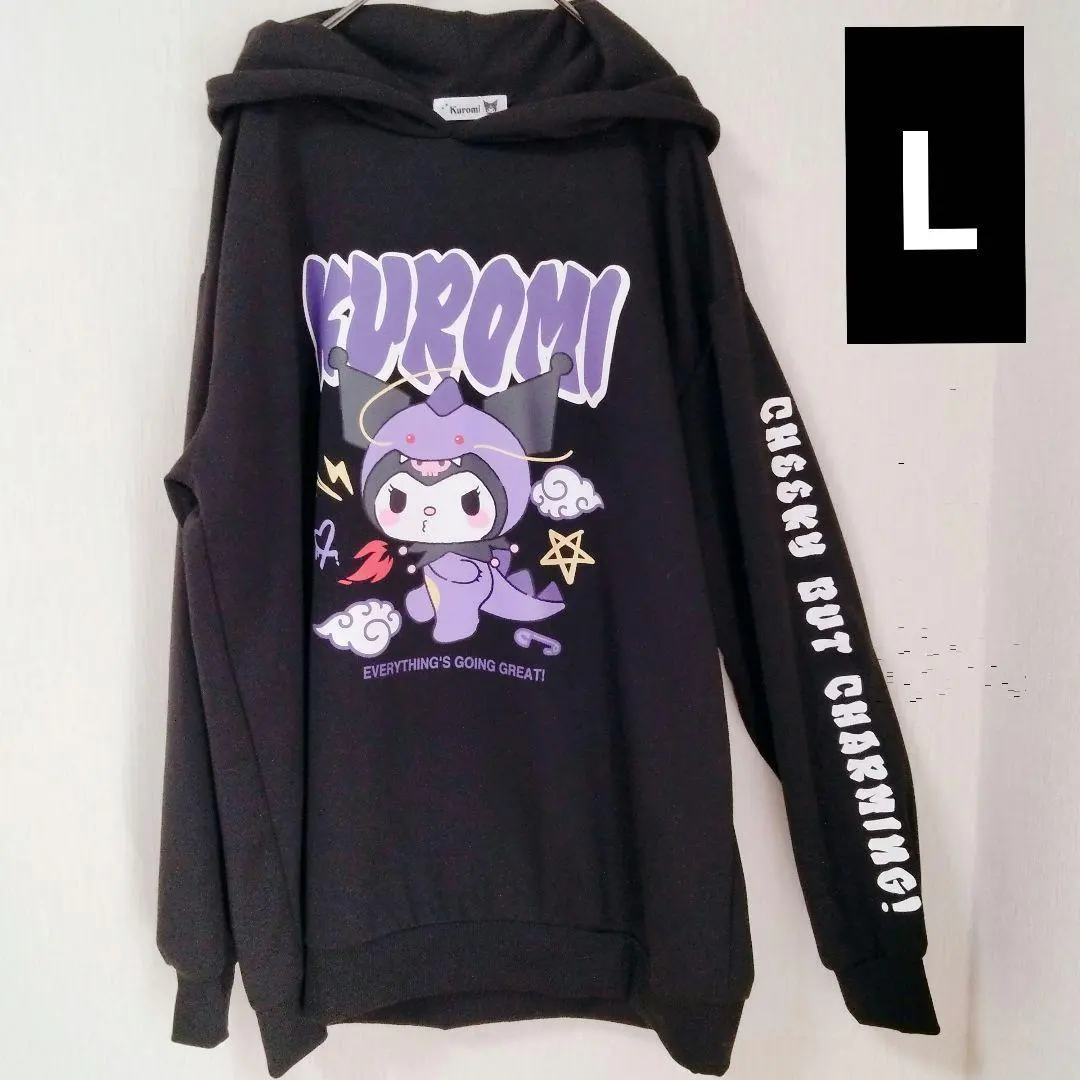 Thumbnail of Men's L Sanrio Dragon Kuromi KUROMI Long Sleeve Hoodie Side Sleeve Logo
