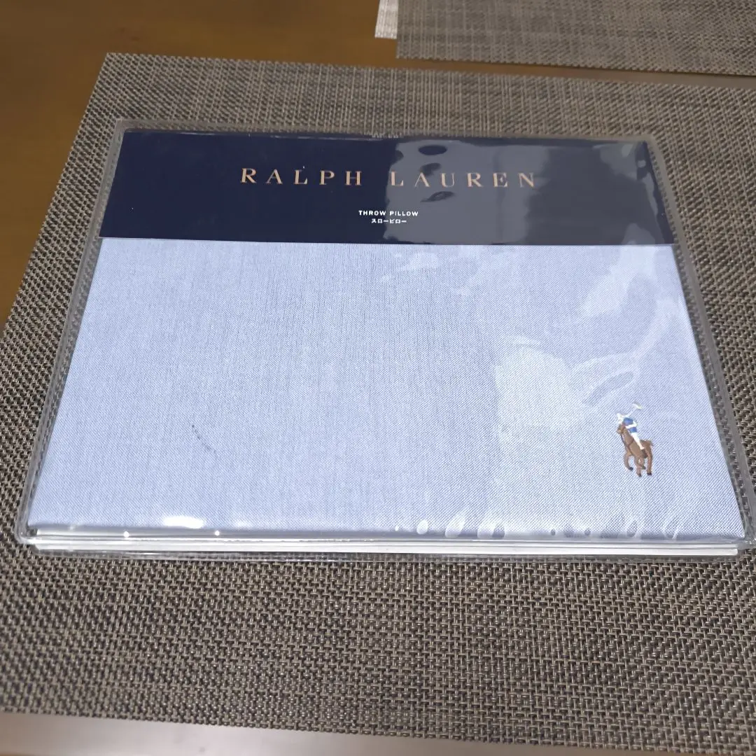 ②未使用 ラルフローレン スクリプト クッション カバー ネイビーイエロータグ付 ①未使用 ラルフローレン スクリプト クッション カバー