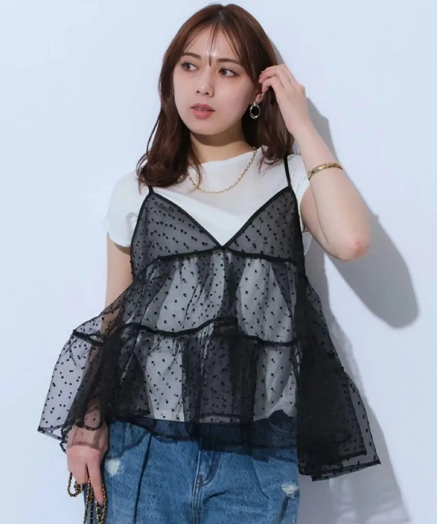Mystrada マイストラーダ ファーキャミソール オフホワイト36 美品 Mystrada マイストラーダ ファーキャミソール オフホワイト36 美品