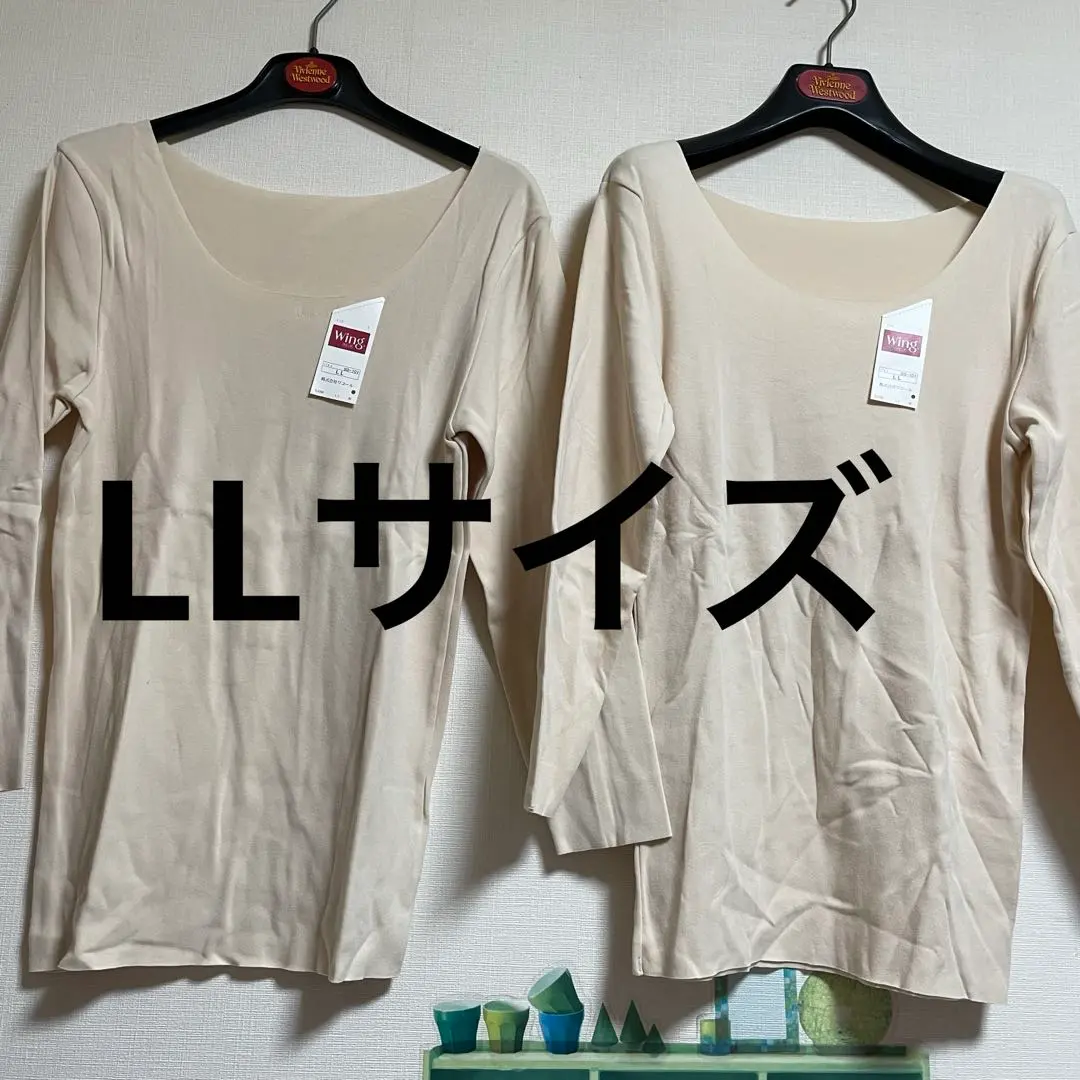 新品　華歌爾　Wing 暖暖內衣裁剪縫製衫・襯衫2件套裝「LL」⑨ 的縮圖