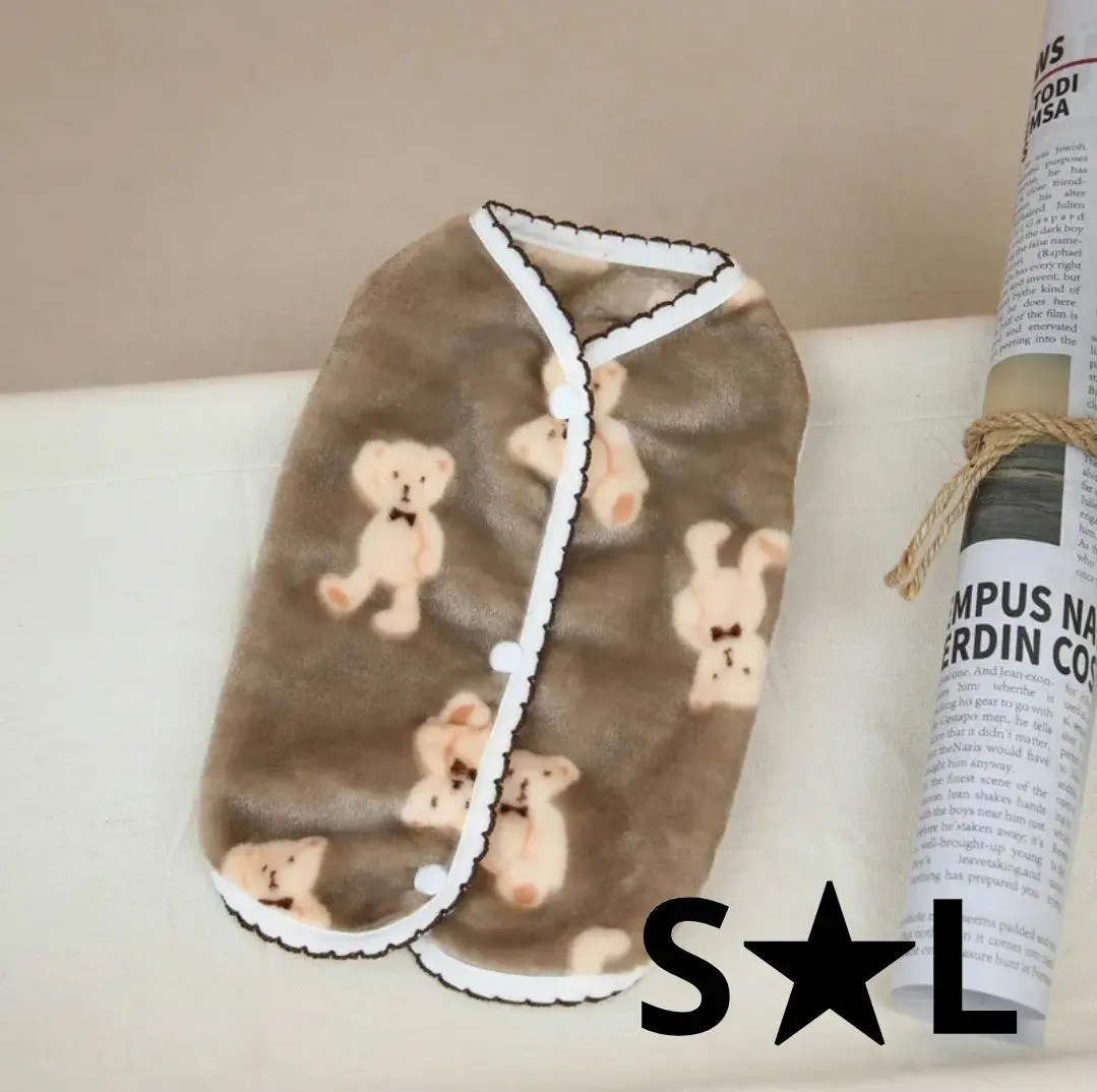 Thumbnail of Dog Clothes Dog Wear ★ Back Button Fleece Teddy ★ Brown ★ S ★ L