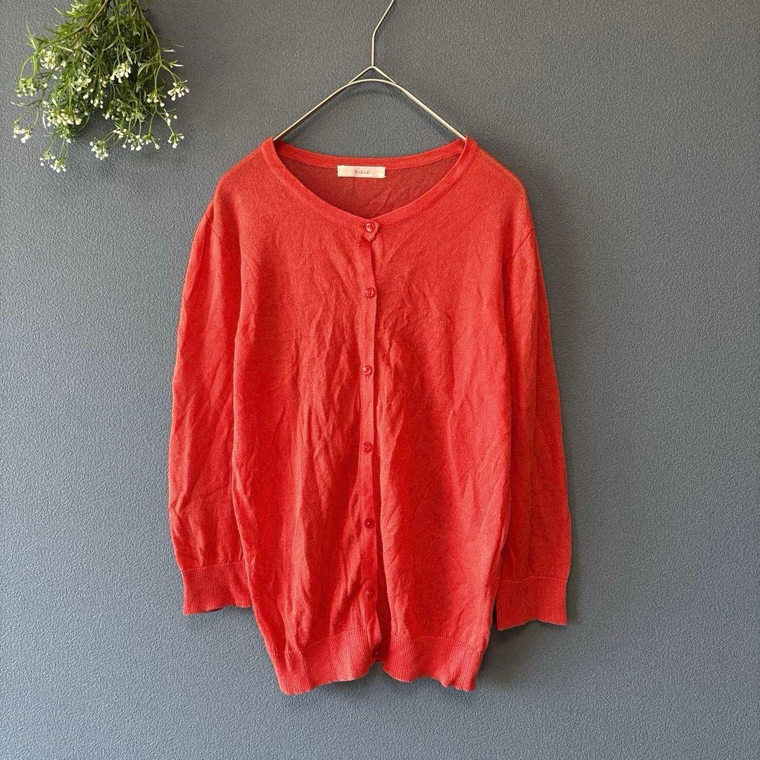 Thumbnail of Te chichi [M] Adult casual ◎ Eye-catching and vibrant ◎ 3/4 sleeve ◎ Light crew neck cardigan