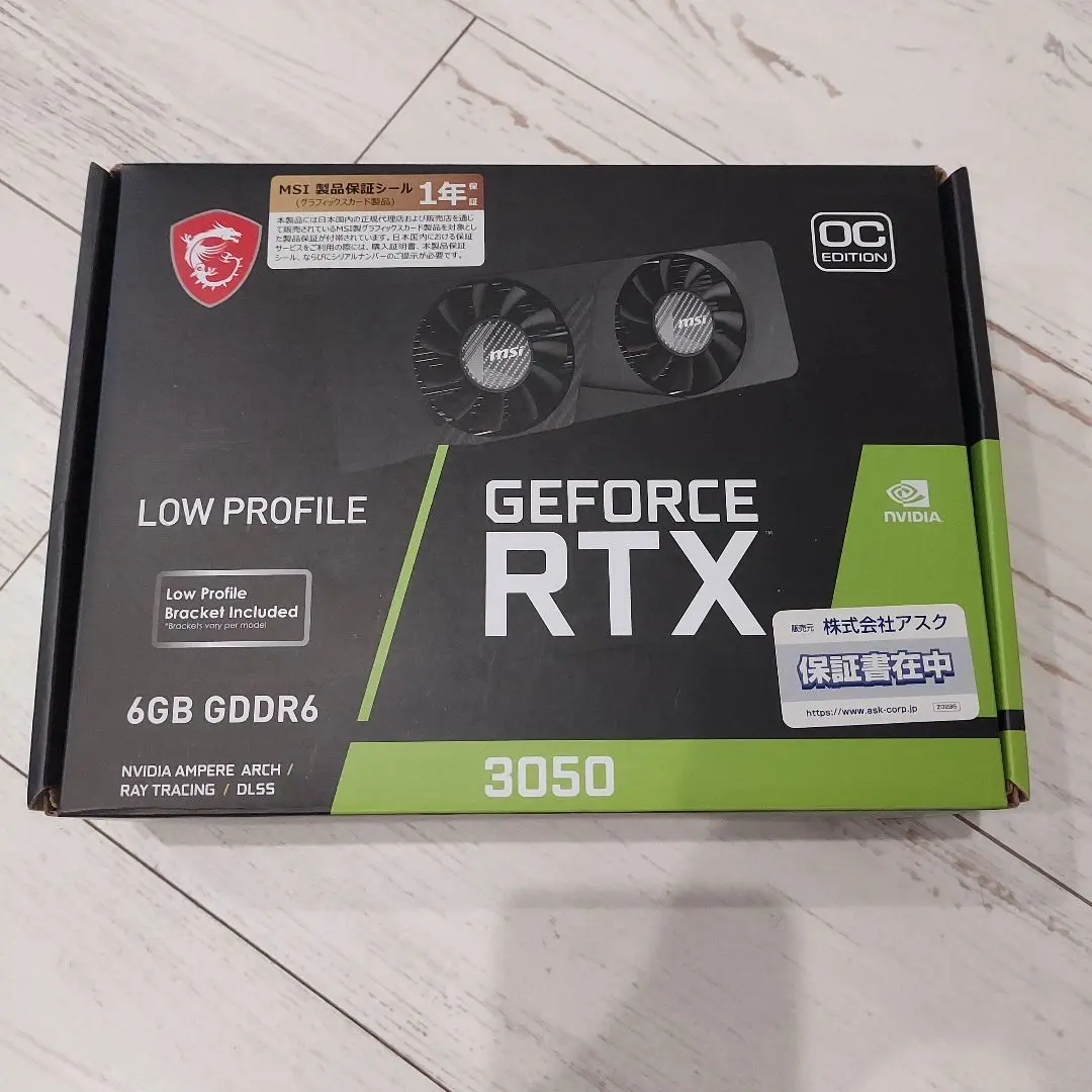 MSI GeForce RTX 3050 LP 6G【2024年3月購入】中古 MSI GeForce RTX 3050 LP 6G【2024年3月購入】中古新しい