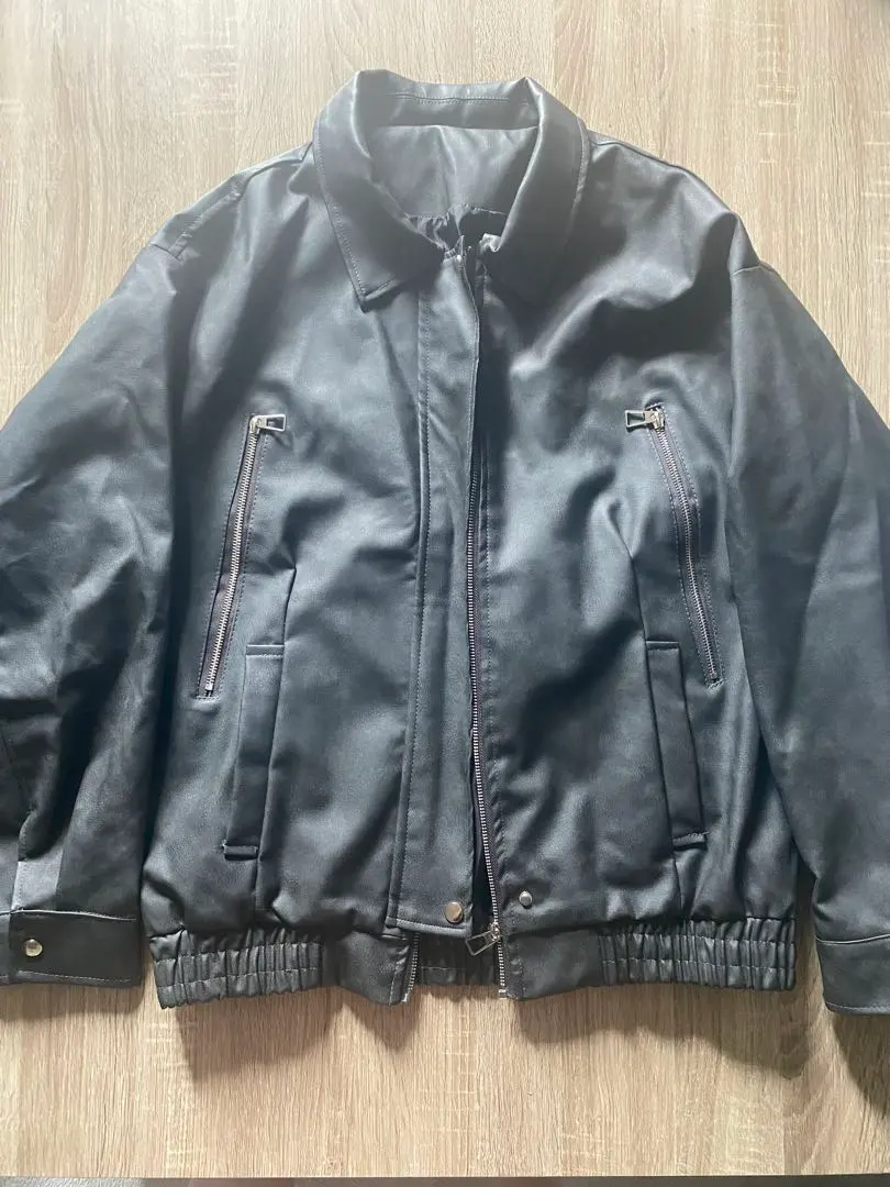 Thumbnail of Faux leather rider's jacket, gray, beautiful condition, ships today