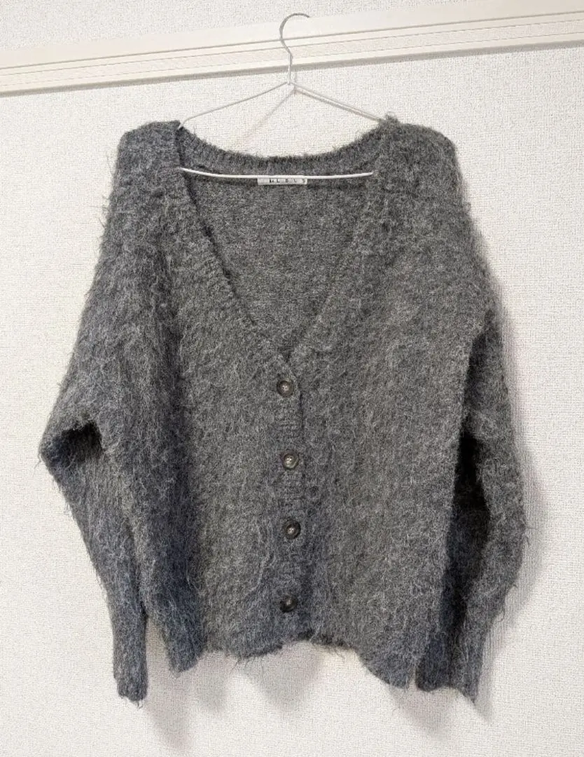 Thumbnail of Gray V-neck oversized knit long sleeve