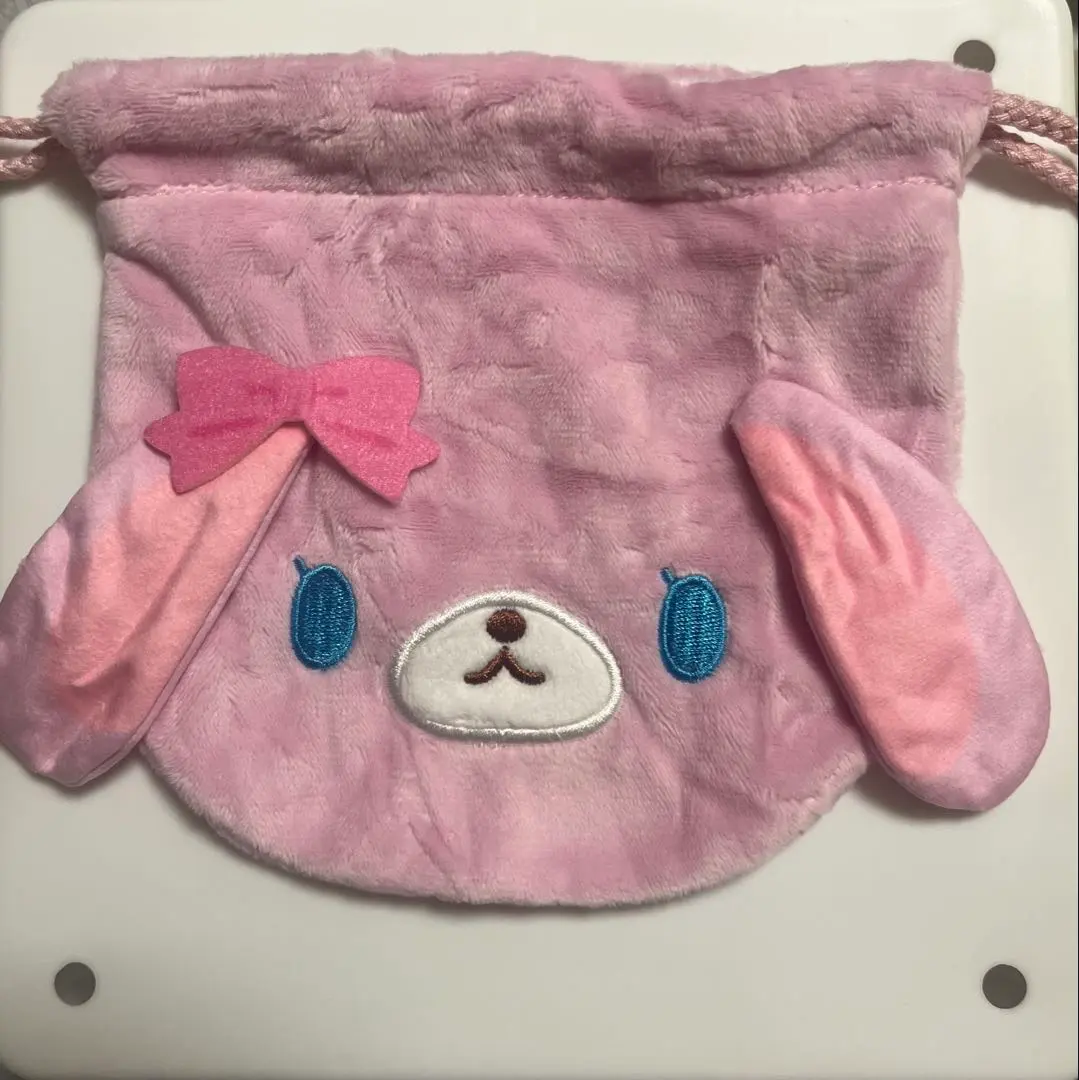 砂糖兔 毛茸茸束口袋 桃兔 的縮圖