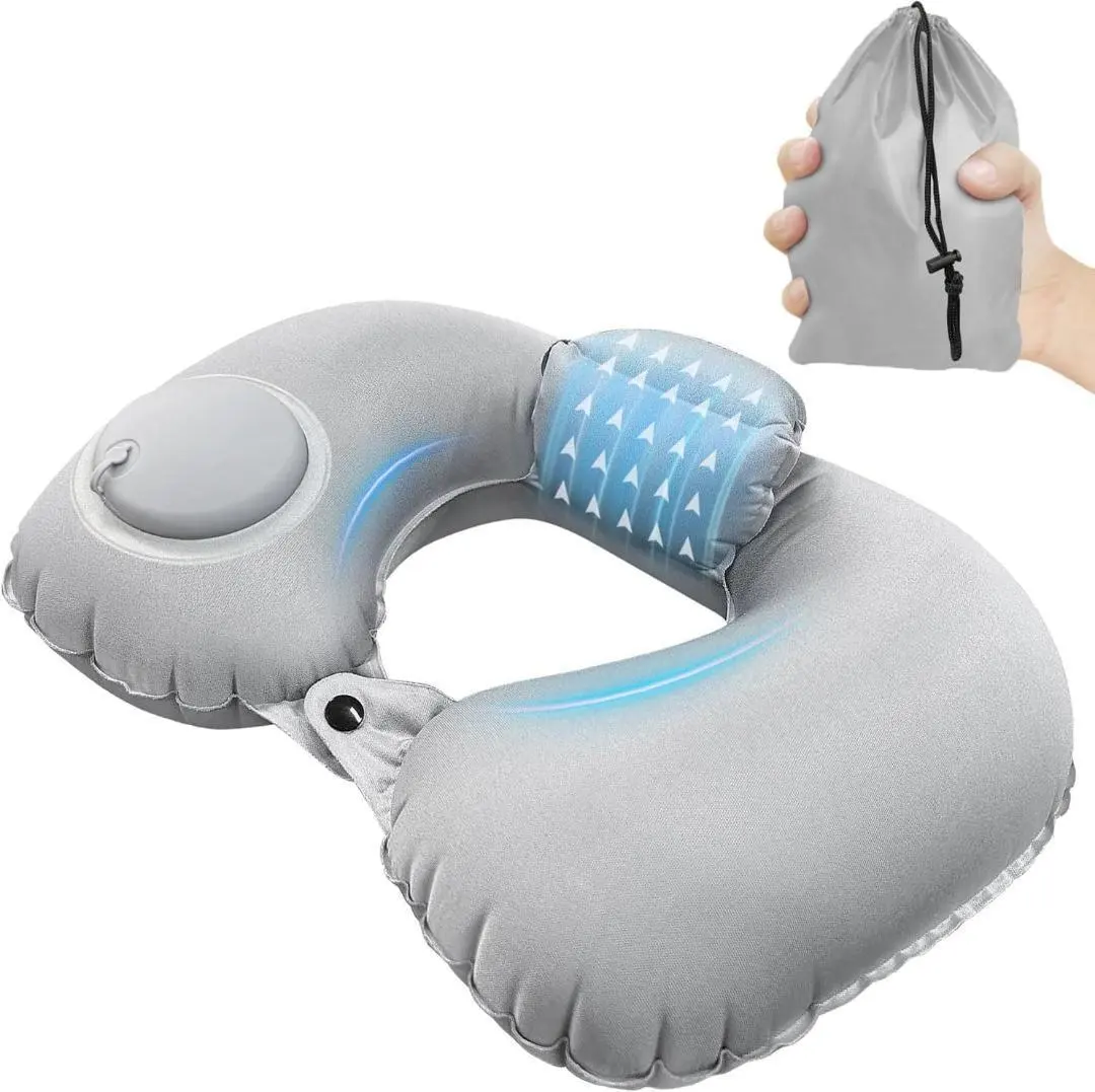 Thumbnail of Neck Pillow Pump Type U-shaped Pillow Double Valve Travel Pillow Airplane Portable Pillow with Pouch