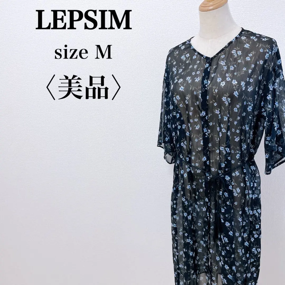 Thumbnail of 【Excellent Condition】LEPSIM Floral Sheer Material Five-Sleeve Lace Dress with Waist Tie