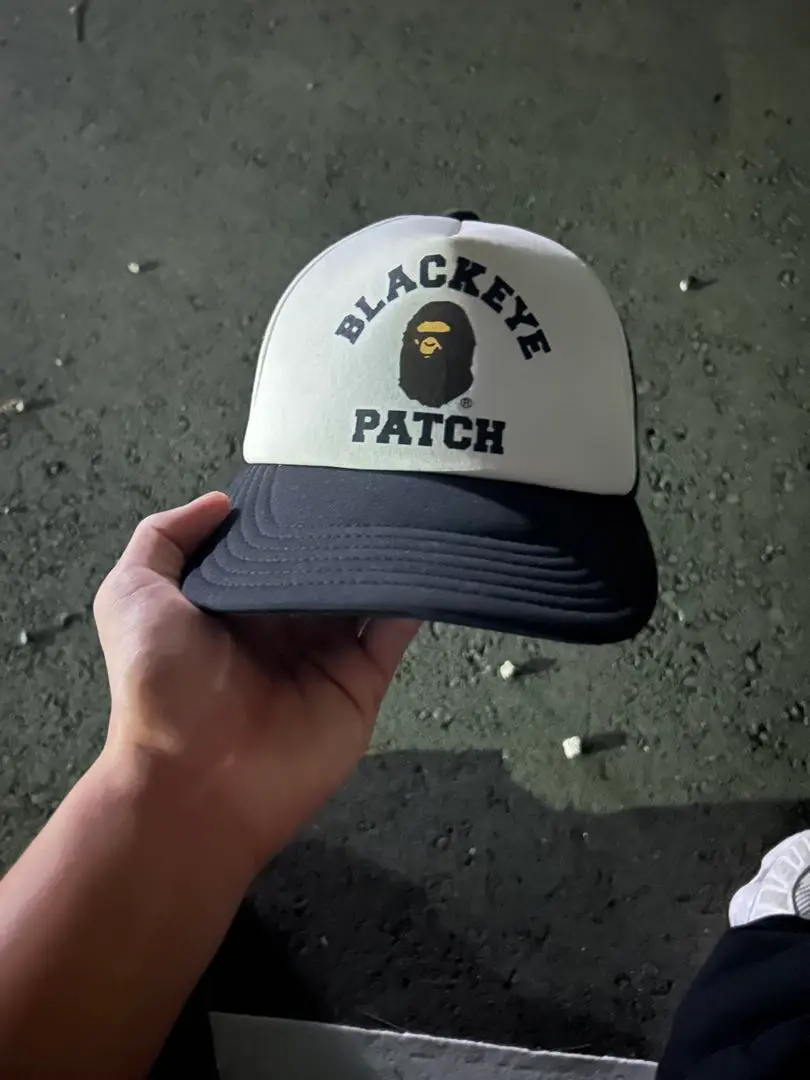 希少 Black eye patch ×Bape 帽子 キャップ エイプ 限定コラボ】BAPE x Black Eye Patch メッシュキャップ - メルカリ