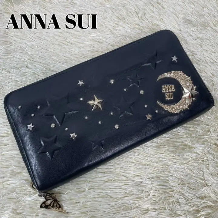 ✨極美品✨アナスイ 長財布 がま口 ムーンスター レザー 大容量 ブラック ANNA SUI アナスイ 財布 がま口 ANNASUI 長財布 レディース