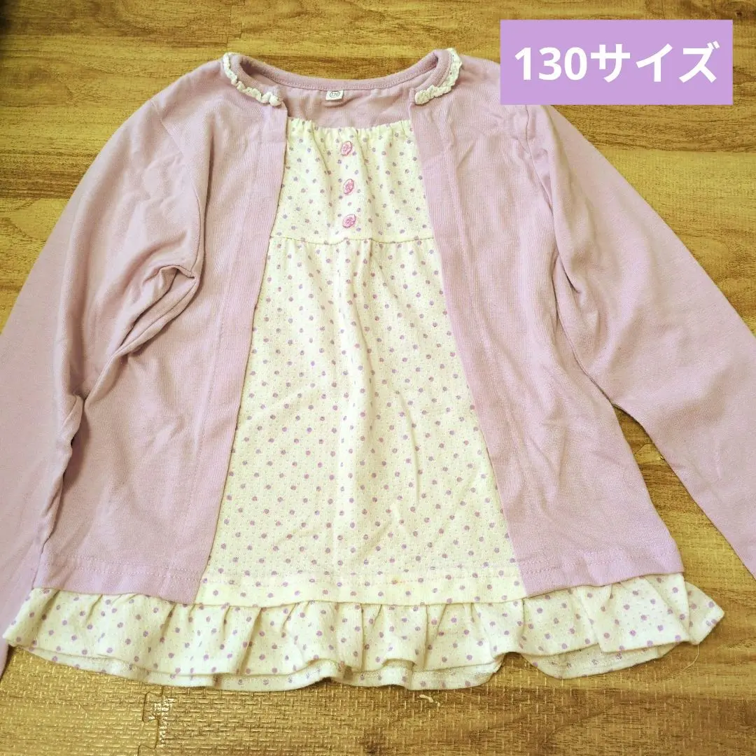 Thumbnail of Long-sleeved cut-and-sew top with frills, size 130