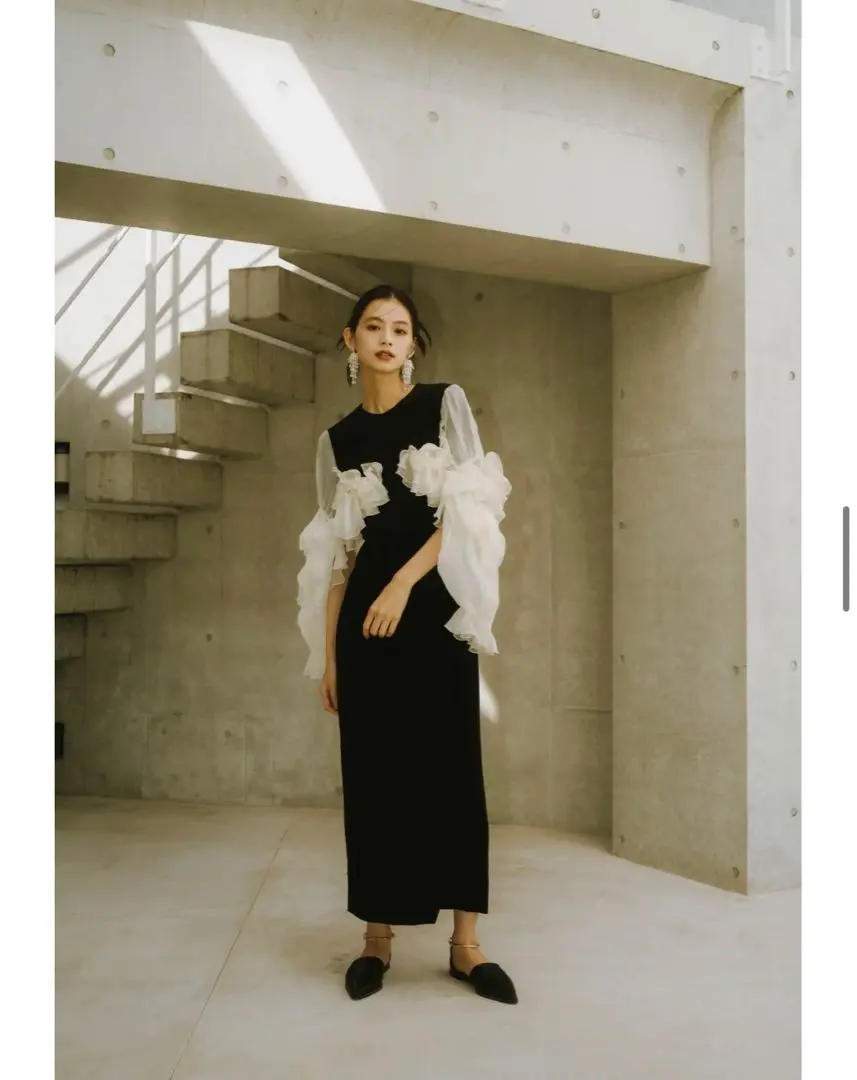 ワンピース KnuthMarf 2way chiffon docking one piece Knuth Marf/クヌースマーフ】2way chiffon docking one piece