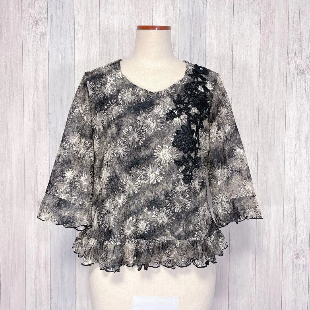 Thumbnail of Dio 3/4 Sleeve Lace Blouse Top Floral Occasion Frilled Hem