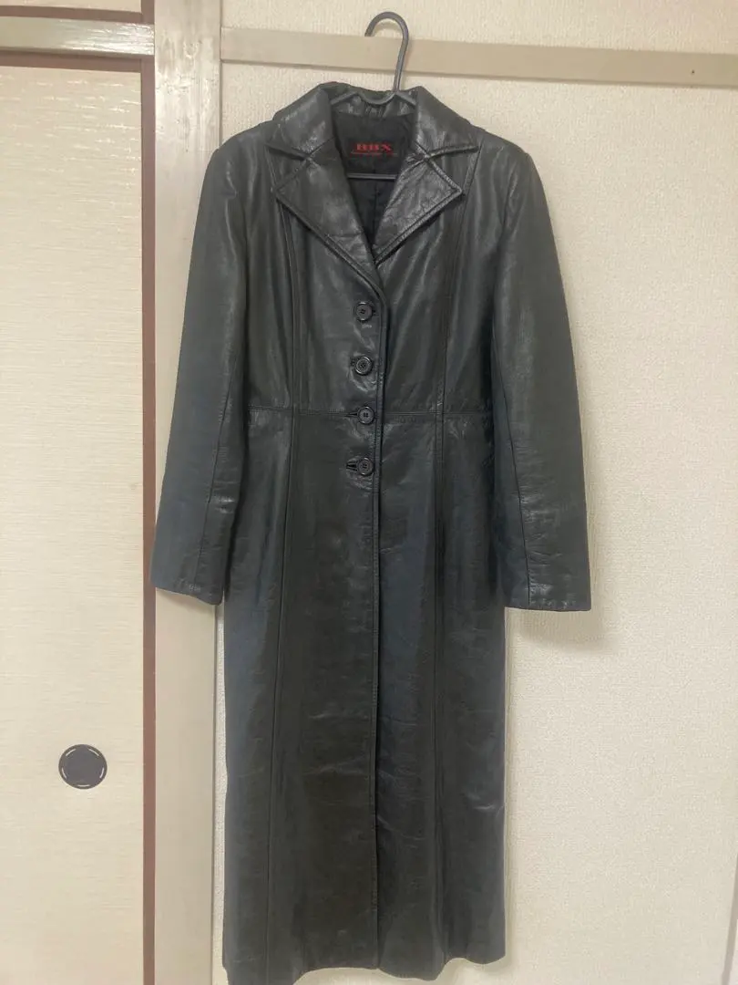 Thumbnail of Black leather long coat