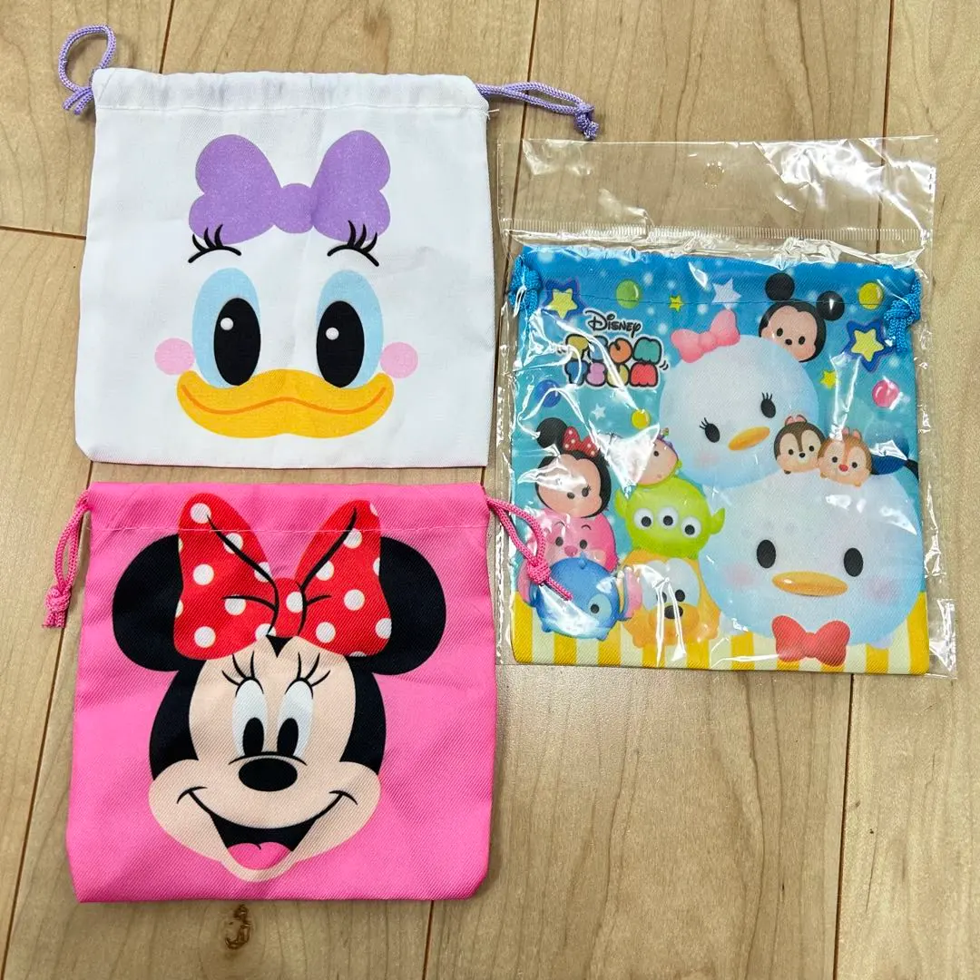 Thumbnail of Disney drawstring pouch set of 3 ♡ Daisy, Minnie, Disney Tsum Tsum