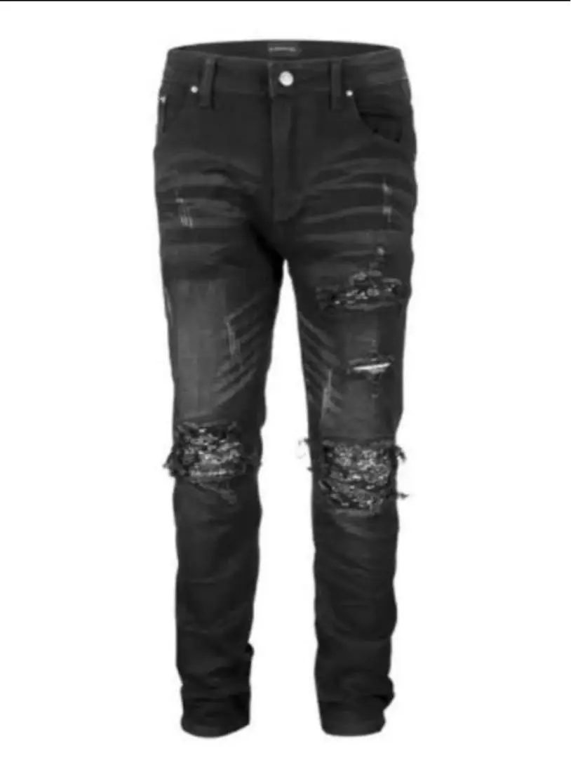 美品　日本未入荷　HESNTLS デニム ストレッチ　ペイズリー　ダメージ　黒 2025年最新】hesntlsの人気アイテム - メルカリ