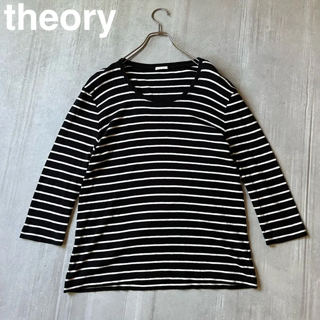 Thumbnail of Theory Border Cut and Sewn Top 3/4 Sleeve Black x White XL Plus Size