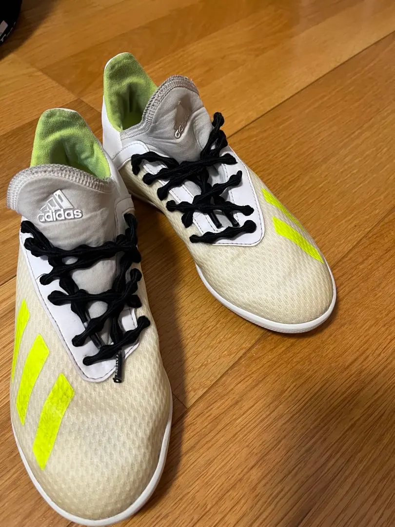 Thumbnail of Adidas soccer shoes, white/yellow, kids