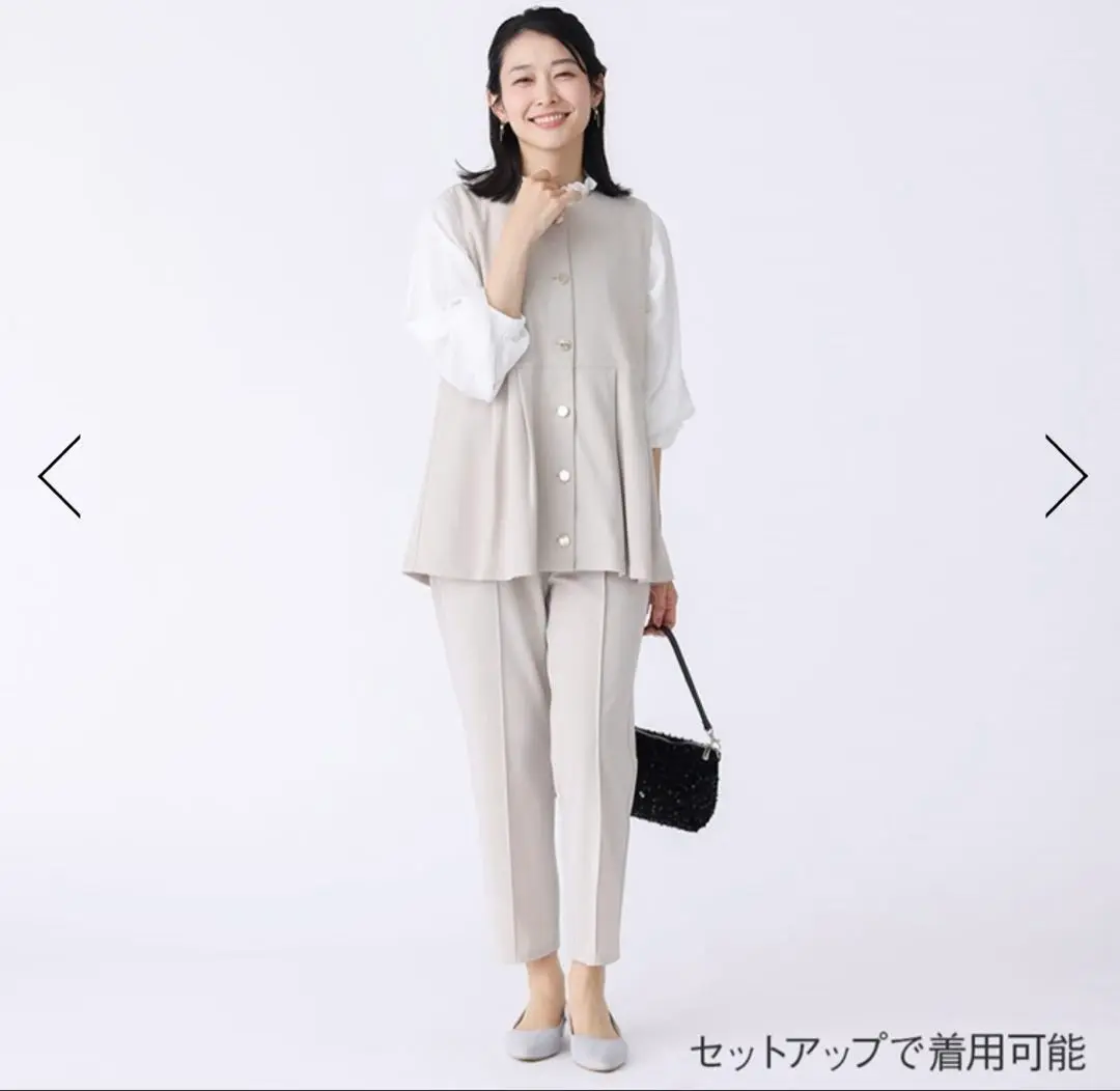 KEYUCA ノーカラーシャツ・ベストセット販売　新品未使用 接触冷感機能付き】Grainy Basic Regular Collar Short-Sleeve