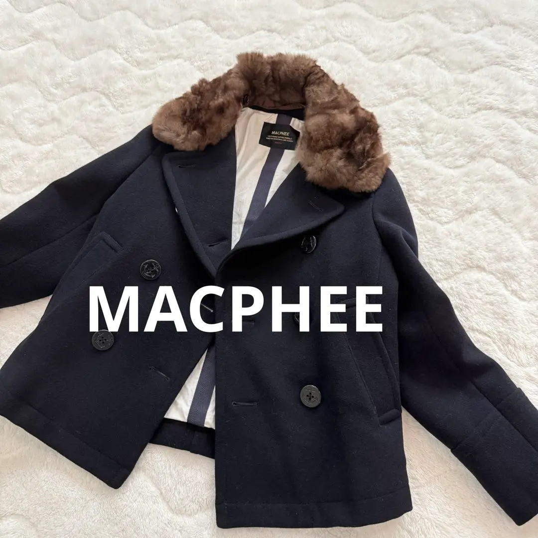 Thumbnail of MACPHEE / Double-breasted Pea Coat with Rabbit Fur, Wool 100%