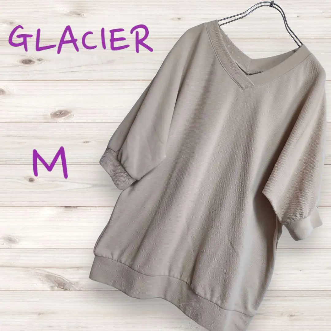 Thumbnail of Gracia V-neck cut-and-sew top, short sleeves, adult cute, simple, solid color, summer