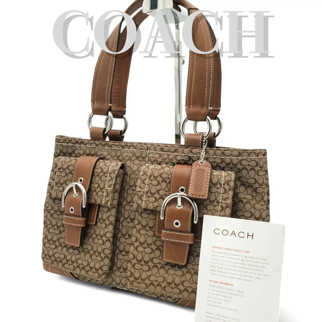 COACH コーチ ミニシグネチャー ハンドバッグ キャンバス レザー
