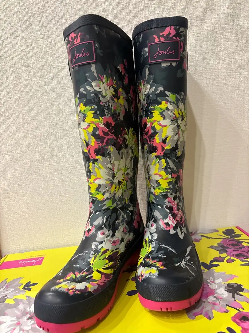 ジュールズ ボーダー プリント ウェリントン ロング レイン