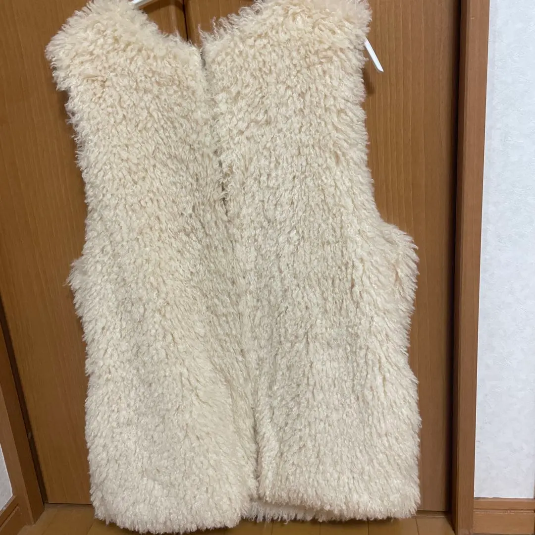 Thumbnail of Faux fur sleeveless vest, cream color