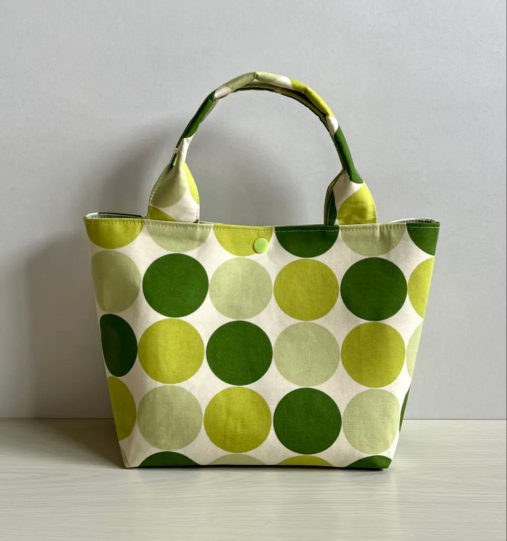 Thumbnail of B483 Handmade Mini Tote Bag ★ Dot Pattern, Green
