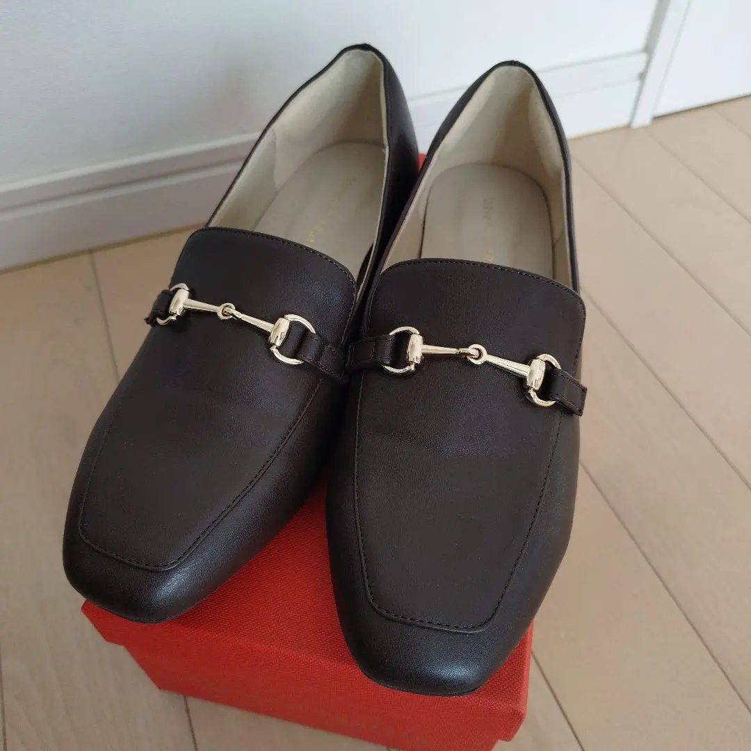 方頭金屬扣樂福鞋 棕色/R-3210 的縮圖