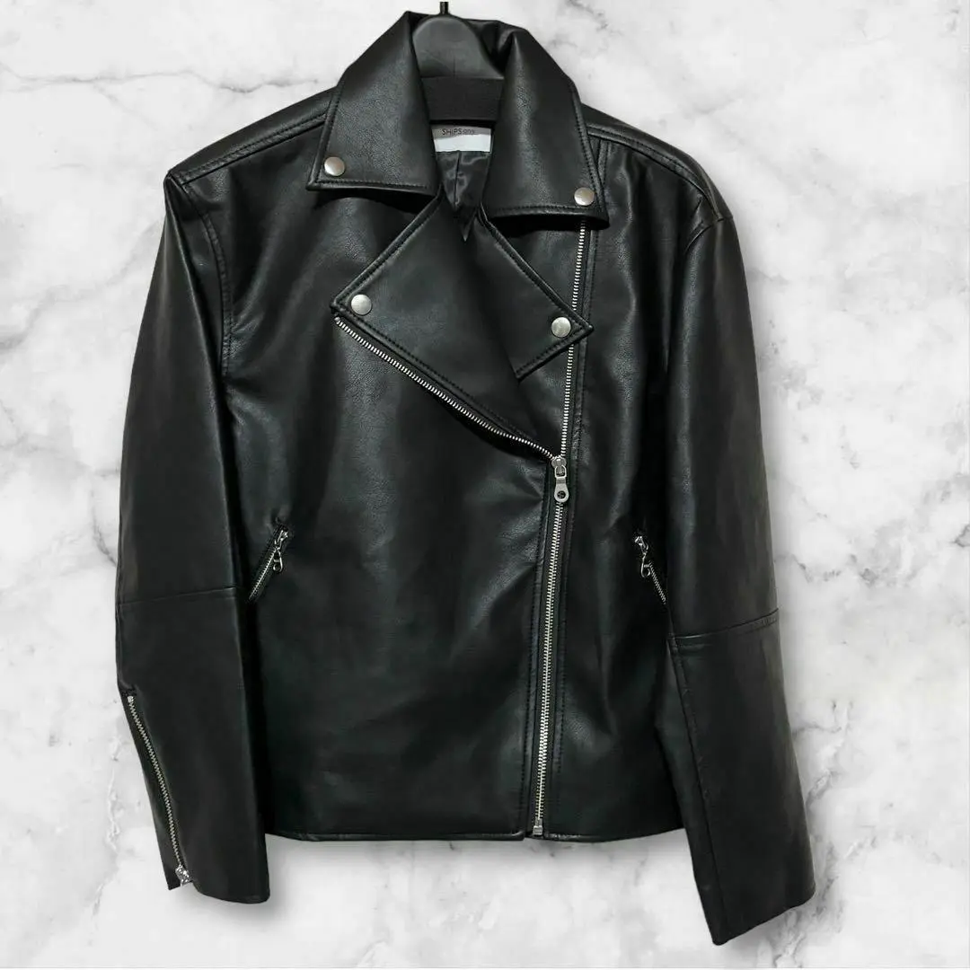 SHIPS any 黒 レザー ジャケット 日本製 y2leather032-1.jpg