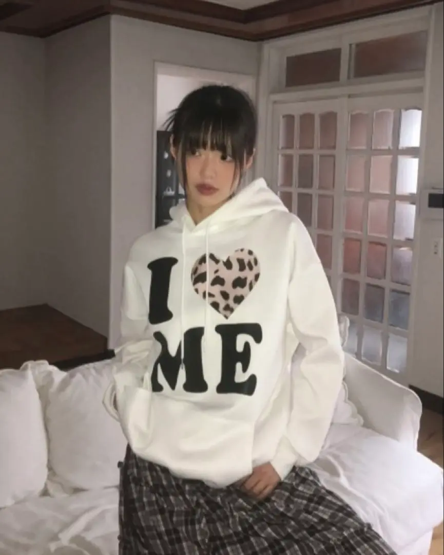 アイラブミー I LOVE MEヒョウ柄 ロゴ パーカー フーディー 長袖